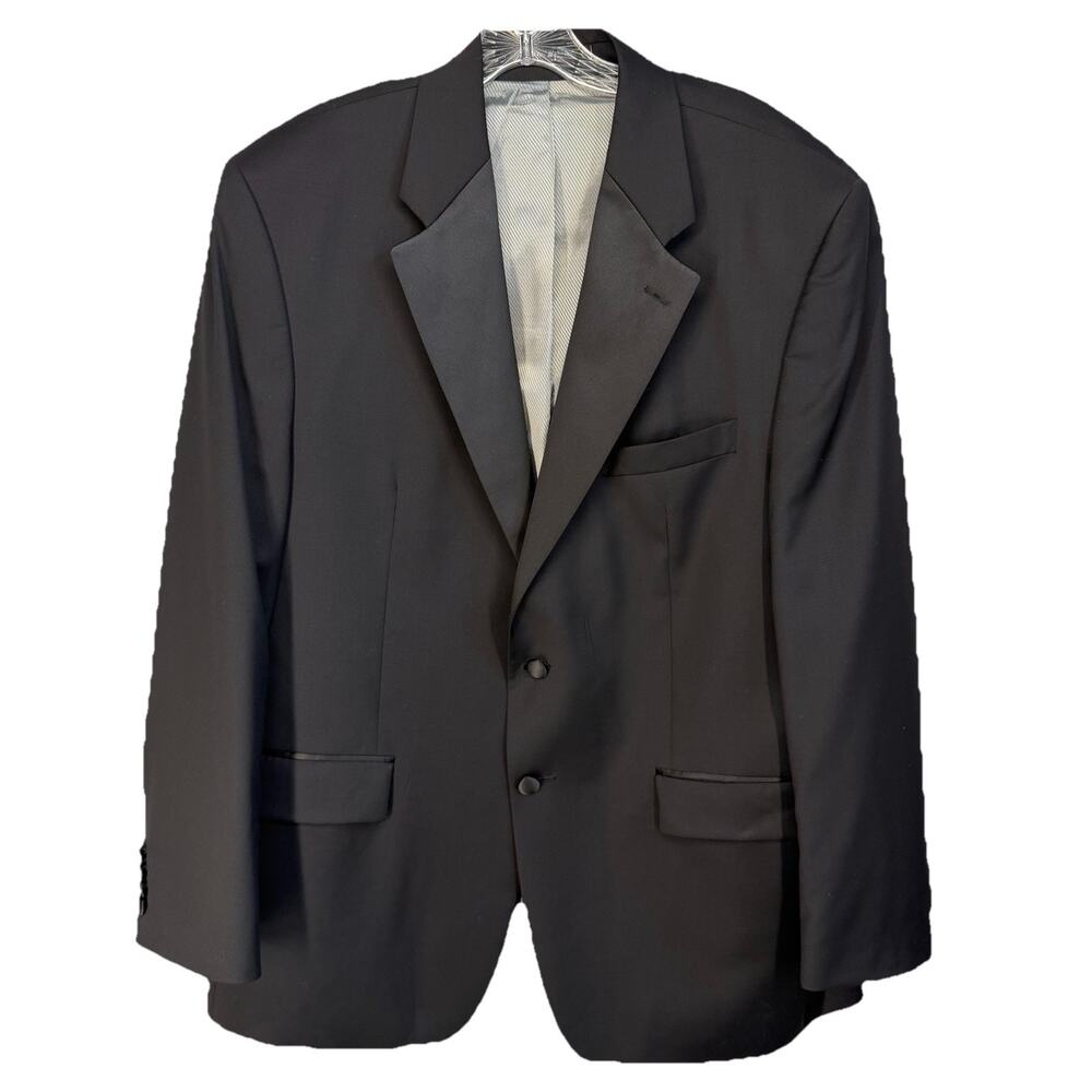 Calvin Klein Black Notch Lapel Formal Tuxedo Dinner Wool Mens 44R Wedding